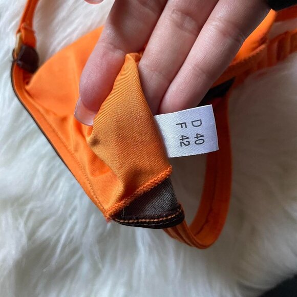 Y2K Adidas Brown and Orange Floral Halter Strappy Bikini Top - Picture 4 of 7
